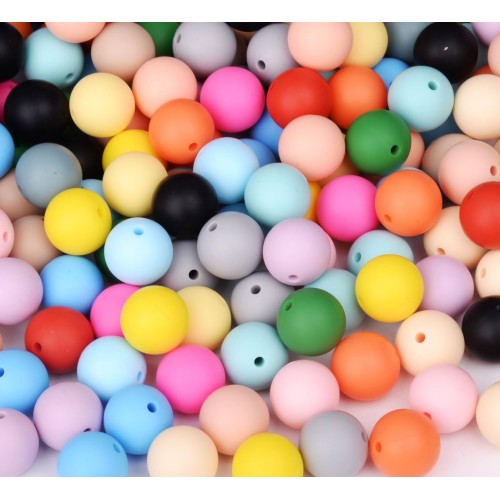 ROUND SOFT SILICONE COLOUR BEAD MIX 12 mm 20  pcs