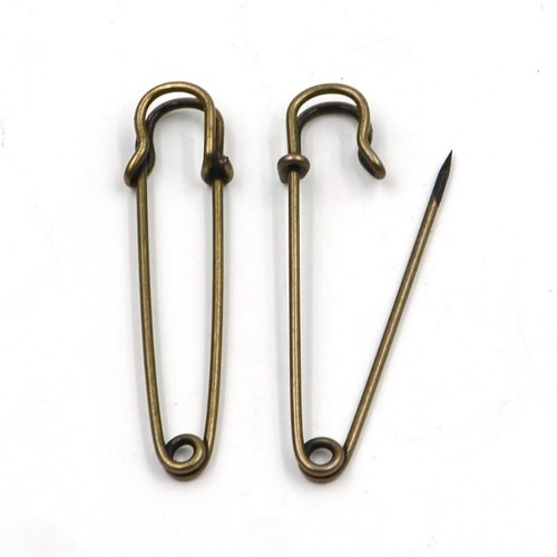 BROOCH SAFETY PIN  5 cm BRONZE ANTIQUE