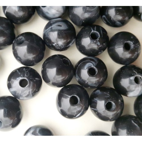 Acrylic Beads Round 12 mm black/grey