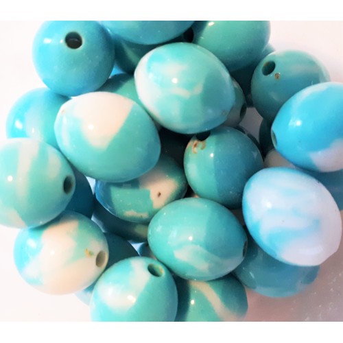 Acrylic Beads Elipsoide 12.5Х15.5 mm turquoise melange