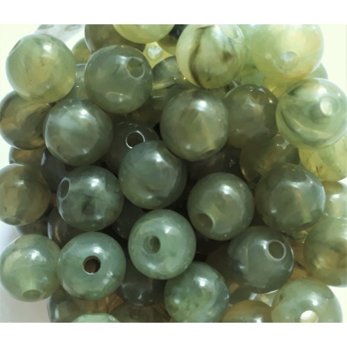 Acrylic Beads Round 10mm tobacco green