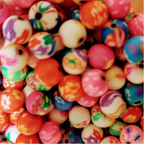 ROUND CLAY BEADS 9 mm 10 pcs. Random Mix