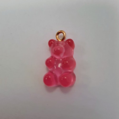 Gummy Bear Pendant Fuchsia Gold Eyelet