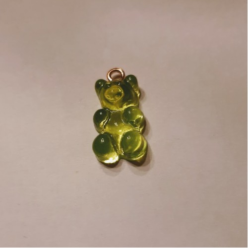 Gummy Bear Pendant Olive Green Gold Eyelet