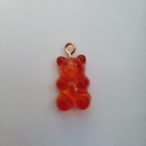 Gummy Bear Pendant Red Gold Eyelet