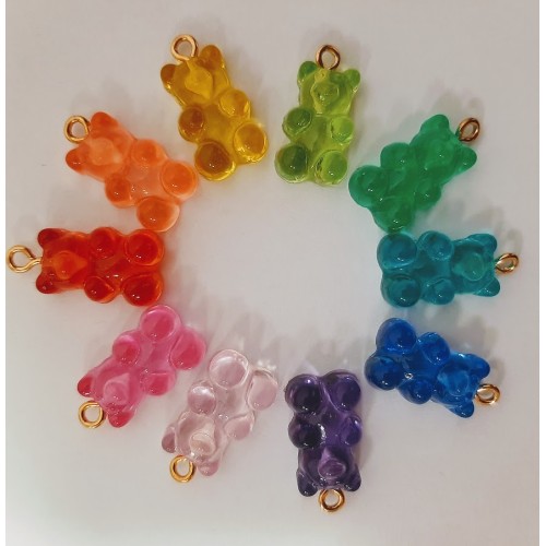 Gummy Bear Pendant 10 pcs. Mixed Colours