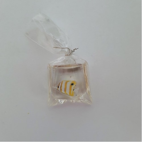 Transparent Bag With Fish Pendant White