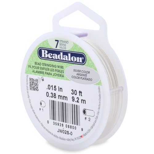 BEADALON 7STRD .015 SILVER COLOR PLATED 30FT