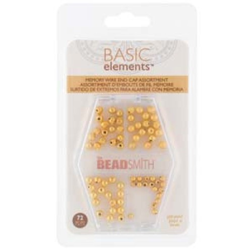 Memory Wire End Cap Assortment- 72 pcs. Gold Plated