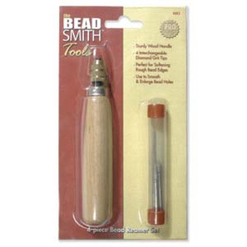 4 PIECE BEAD REAMER SET WITH WOODEN HANDLE