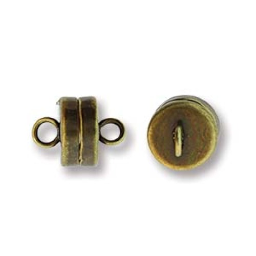 MAGNETIC CLASP ROUND BRASS ANTIQUE 7mm