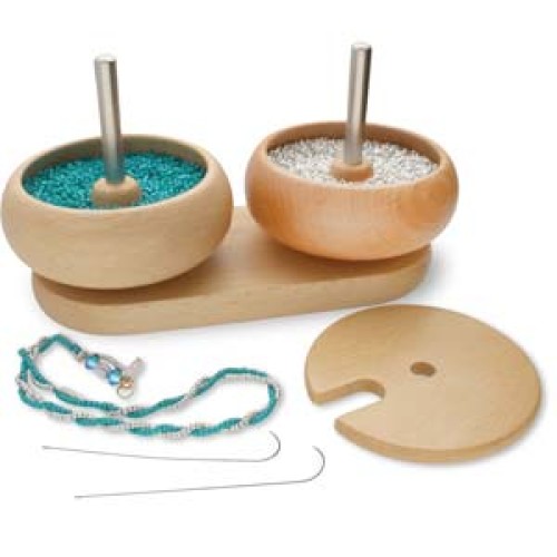 ИНСТРУМЕНТ ЗА НАНИЗВАНЕ НА СИТНИ МЪНИСТА ДВОЕН The Beadsmith®  / SPIN & STRING - DOUBLE WOODEN BEAD SPINNER The Beadsmith®