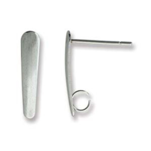 STAINLESS STEEL EARRING DAGGER WITH LOOP 15MM 2 pcs