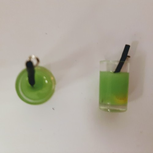 Green Juice  Glass With Straw