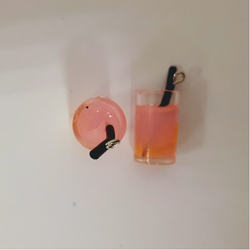 Pink Juice  Glass With Straw