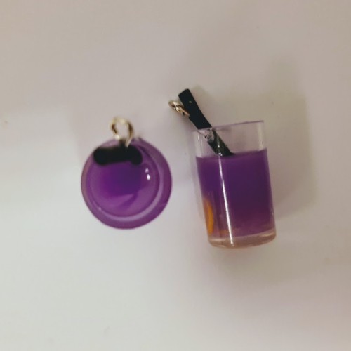 Purple Juice  Glass With Straw