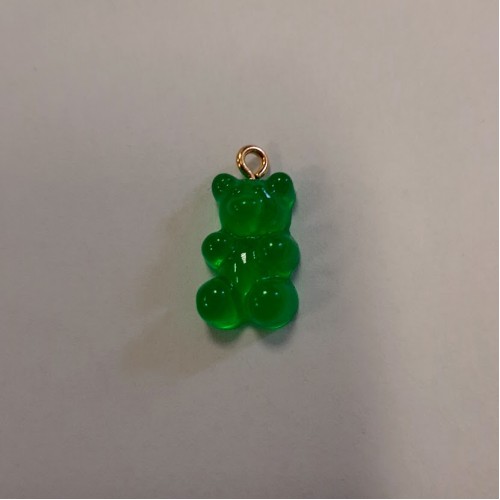 Gummy Bear Pendant Green Gold Eyelet