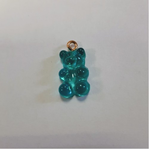 Gummy Bear Pendant Turquoise Gold Eyelet