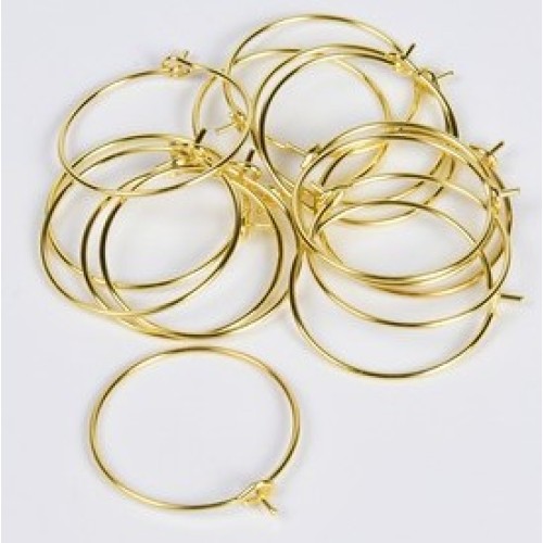 Earring Hoop Memory Stainless Steel Gold Colour 25 mm