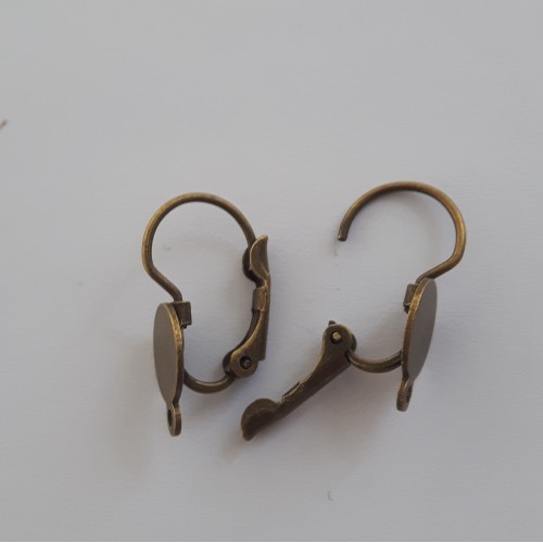 EARRING HOOK Lever Back With Post - Brass Antiqued