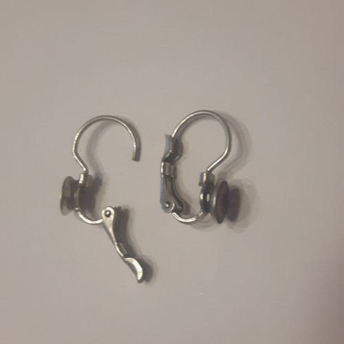 EARRING HOOK Lever Back With Cup - Silver Antiqued