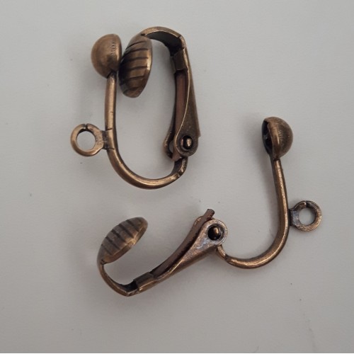 Ear Clips Brass Antique