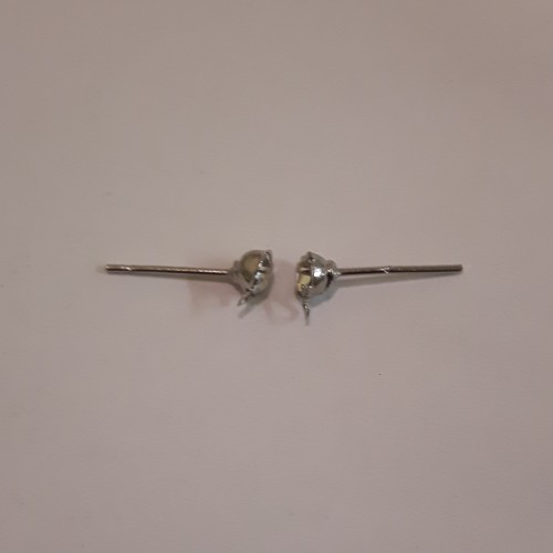 Earring Studs With Crystal 4mm Rhodium Plated Brass