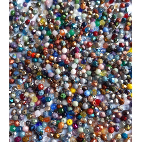 Facetted Fire Polished Round Beads 4 mm COLOUR MIX 100 pcs.