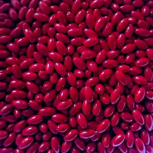 GLASS OVAL 10mmX6mm Opaque Red