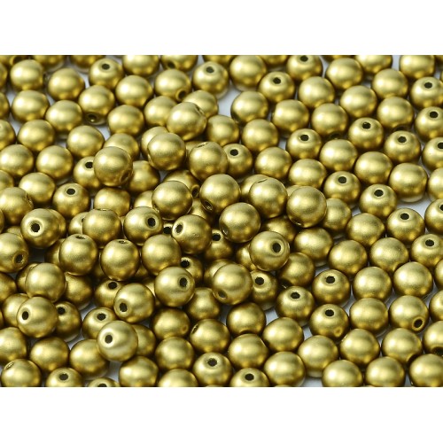 GLASS BEADS ROUND 4 mm METALLIC OLIVINE 50 pcs