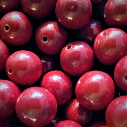 GLASS ROUND 12mm Opaque Red