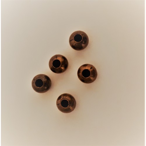 Metal round beads hollow 10 mm copper antique