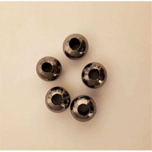 Metal round beads hollow 10 mm gunmetal