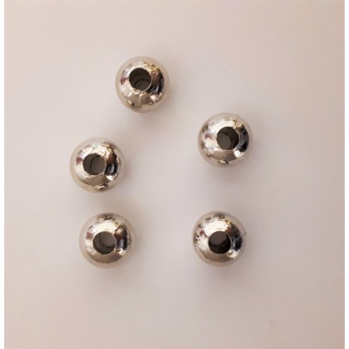 Metal round beads hollow 10 mm rhodium plated