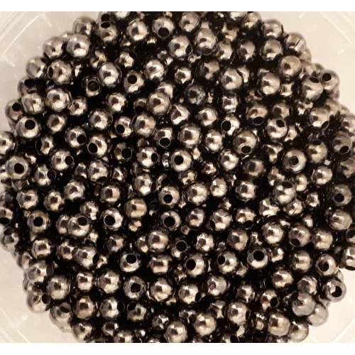 Metal round beads hollow 3 mm gunmetal