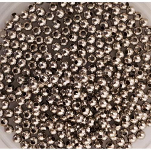 Metal round beads hollow 4 mm rhodium plated