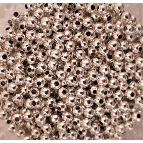 Metal round beads hollow 3 mm silver plated