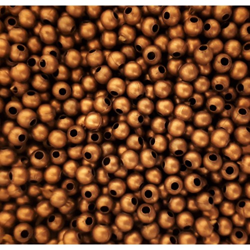 Metal round beads hollow 6 mm copper antique