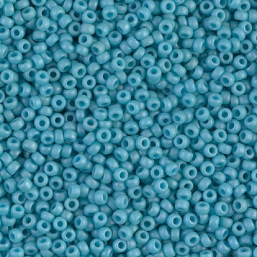 ROUND ROCAILLE 11/0  Matted Opaque Turquoise Blue Luster 2029