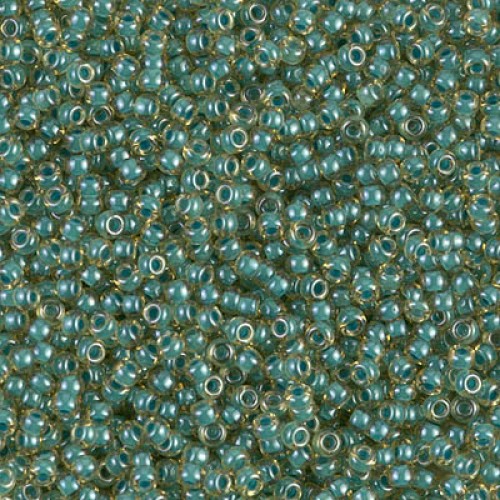 ROUND ROCAILLE 11/0 Turquoise Lined Lt. Topaz Luster  374