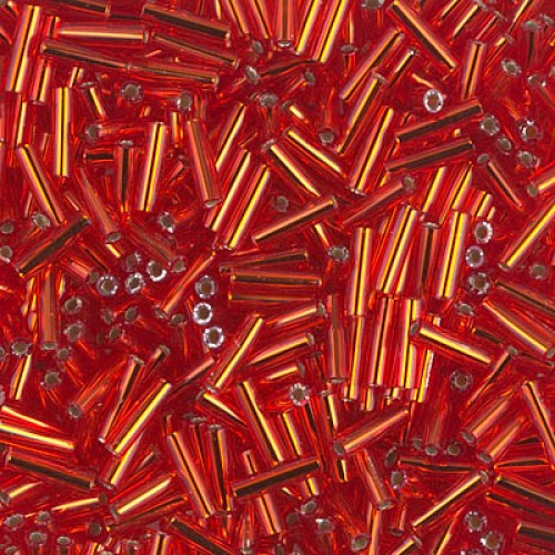 Bugles #2 - 6 x 1,7 mm Flame Red Silver Lined 10