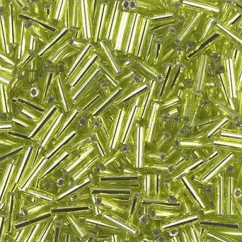 Bugles #2 - 6 x 1,7 mm Chartreuse Silver Lined 14