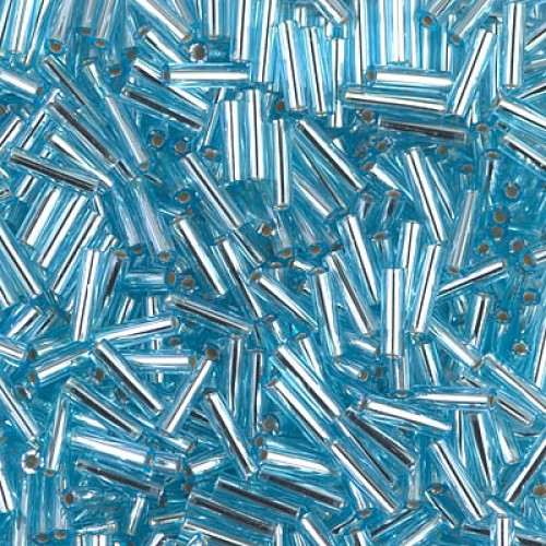 Bugles #2 - 6 x 1,7 mm  Aqua Silver Lined 18