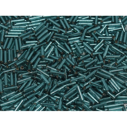 Bugles #2 - 6 x 1,7 mm Teal Silver Lined  2425