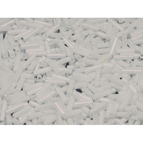 Bugles #2 - 6 x 1,7 mm White Opaque Matted AB 402FR