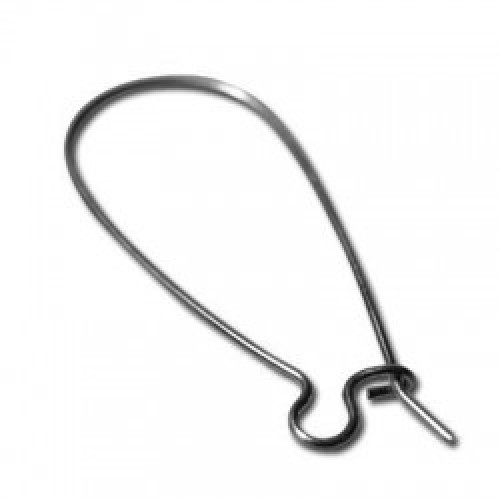 EARRING HOOK Кidney Ear Wire - Rhodium Plated 15X35mm