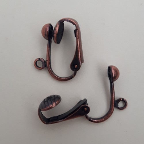 Ear Clips Copper Antique