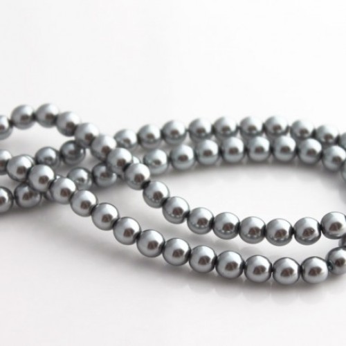 GLASS PEARLS Grey 6mm