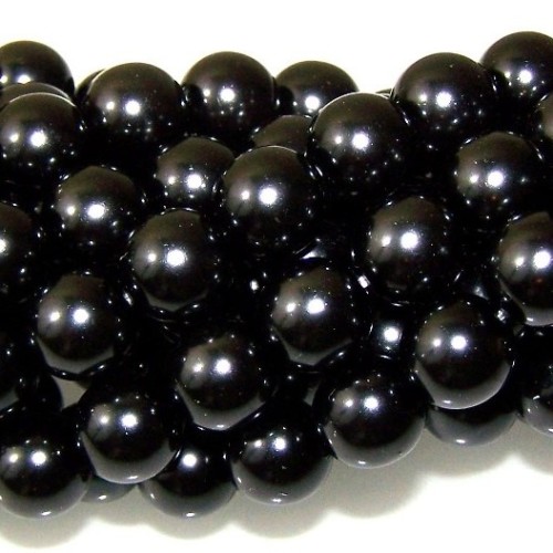 GLASS PEARLS Black 8 mm