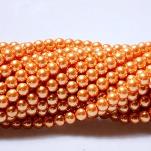 GLASS PEARLS Orange 8 mm